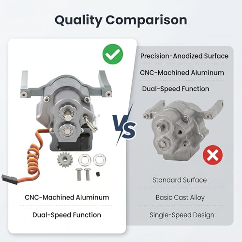 VBESTLIFE RC Front Gearbox, Aluminum Alloy Transmission Case for Axial SCX10 1/10 Crawler Upgrade Parts 313mm Wheelbase CNC Machined - color: Titanium