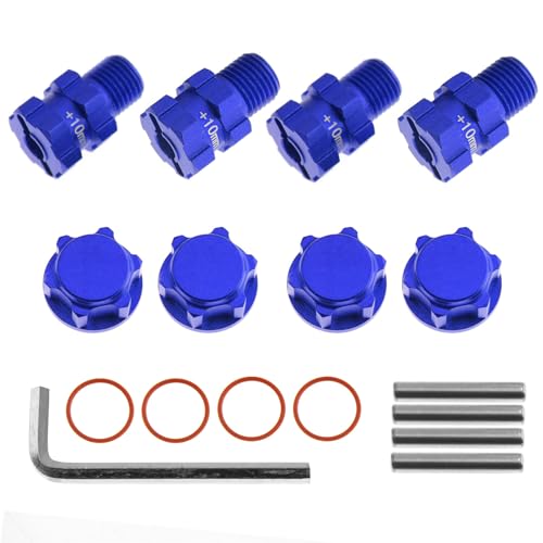 RC Wheel Hex Hubs Adapter 14mm to 17mm Widen 10mm Extended Wheel Hub Drive with Anti-dust Cap Nuts Compatible for Arrma 1/10 3S Granite Mega Senton Big Rock New BIGROCK Typhon Upgrade Parts - color: Blue
