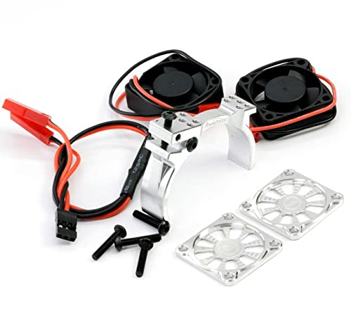 Powerhobby 1/8 Aluminum Heatsink 30mm Twin Turbo Dual High Speed Cooling Fans 28K (Silver) - color: Silver