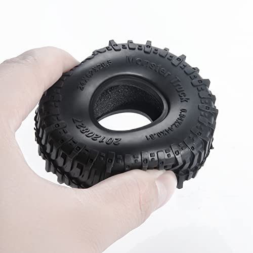 MOHERO 4PCS 1.0" Mud Grappler Rubber Tyre 1.0 Wheel Tires 62 * 22MM for Axial SCX24 90081 AXI00001 002 004 005 006 RC Crawler Car (A Style) - color: C-a Style