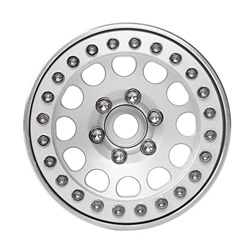 INJORA RC Rims 4pcs 1.9 Inch Beadlock RC Wheel Rim Set Wheel Hub for 1:10 RC Crawler Axial SCX10 SCX10 II 90046 SCX10 III AXI03007 TRX4 D90 12mm Hex (Silver) - color: Silver