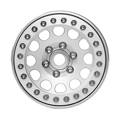 INJORA RC Rims 4pcs 1.9 Inch Beadlock RC Wheel Rim Set Wheel Hub for 1:10 RC Crawler Axial SCX10 SCX10 II 90046 SCX10 III AXI03007 TRX4 D90 12mm Hex (Silver) - color: Silver