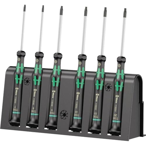 Wera 2067/6 Kraftform Micro Torx BO Tamper-Resistant Electronics Screwdriver Set and Rack, 6-Piece - size: Torx BO: TX7x60mm, TX8x60mm, TX9x60mm, TX10x60mm, TX15x60mm, TX20x60mm