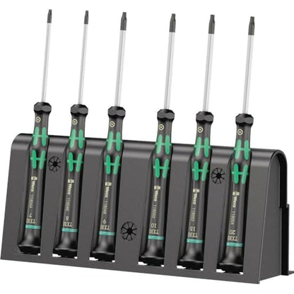 Wera 2067/6 Kraftform Micro Torx BO Tamper-Resistant Electronics Screwdriver Set and Rack, 6-Piece - size: Torx BO: TX7x60mm, TX8x60mm, TX9x60mm, TX10x60mm, TX15x60mm, TX20x60mm