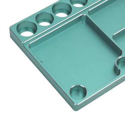 RC Screwdriver Tool Storage Rack, Aluminum Alloy Magnetic RC Socket Screws Tray Organizer, Prevent Slip Tool Holder with 4 Magnetic Pads for 1/8 1/10 1/12 RC Car, Airplane, Helicop (Green) - color: Green