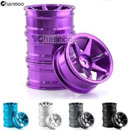 1/10 RC On Road Wheels Rims 12mm Hex Alloy Aluminum Drift Hubs for 1:10 Rally Racing Car Tires Tamiya TT01 TT02 XV01 TA06 A959 PTG2 HPI KYOSHO HSP PTG2 Touring Street Tyres 4PCS (Silvery) - color: Silvery
