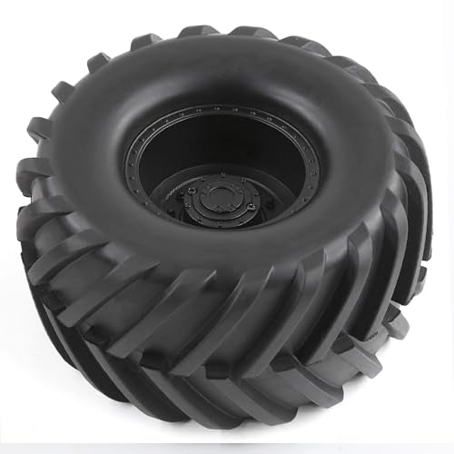 4PCS RC Monster Truck Tires and Hard Plastic Wheels Rims 12mm Hex Rubber Buggy Off Road Tyres with Foam for 1:10 Scale Truck Car Traxxas VXL 2WD Hoss 4x4 HSP HPI Tamiya Kyosho (Black) - color: Black