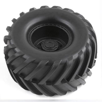 4PCS RC Monster Truck Tires and Hard Plastic Wheels Rims 12mm Hex Rubber Buggy Off Road Tyres with Foam for 1:10 Scale Truck Car Traxxas VXL 2WD Hoss 4x4 HSP HPI Tamiya Kyosho (Black) - color: Black