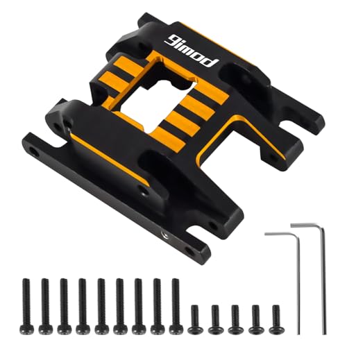 Aluminum Skid Plate Transmission Mount for TRX4M 1/18 with Hex Wrenchesa | Black Skid Plate Rc Car for K10 High Trail,F150,Bronco,Defender - color: Black&orange