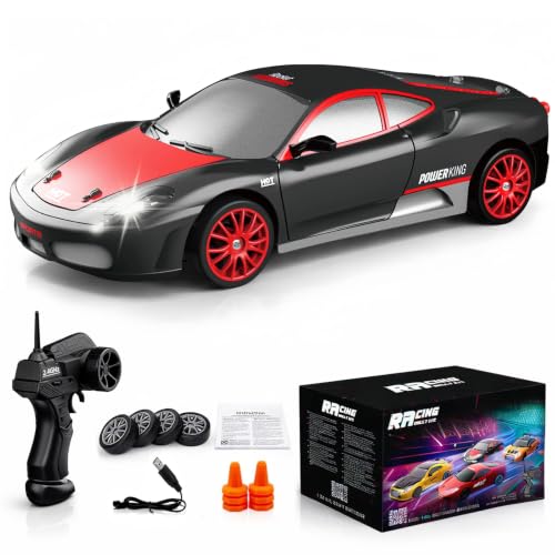 Remote Control Car RC Drift Car 2.4GHz 1:24 Scale 4WD 15KM/H High Speed Model Vehicle with LED Lights Drifting Tire Racing Sport Toy Car for Adults Boys Girls Kids Gift 2Pcs - color: G-black