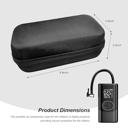 Tire Inflator Portable Air Compressor Case, Car Air Pump Storage Holder Protective Box for USB Cable Connector, Handheld Case Compatible with Most Tire Inflators & Accessories