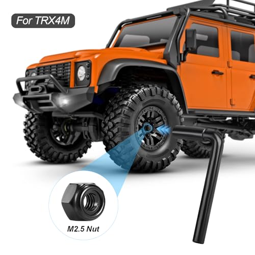 HobbyPark 2 in 1 H4 H5 L Hex Nut Driver with M2 M2.5 Locknuts for TRX4M High Trail Axial SCX24 FCX24 FCX18 Crawler Beadlocks Wheels Rims Nuts