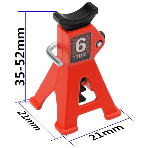 4Pcs ShareGoo 1/24 RC Scale Toy Decoration Metal RC Mini Toy Jack Stands Simulation Compatible with 1/18 1/24 RC Crawler SCX24 AX24 TRX4M FCX24 RC Crawler Car (Red) - color: Red