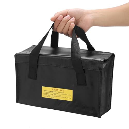 Lipo Safe Bag, Fireproof Explosionproof Lipo Battery Safe Bag, Large Space Lipo Battery Storage Guard Safe Pouch for Charge & Storage(Black)