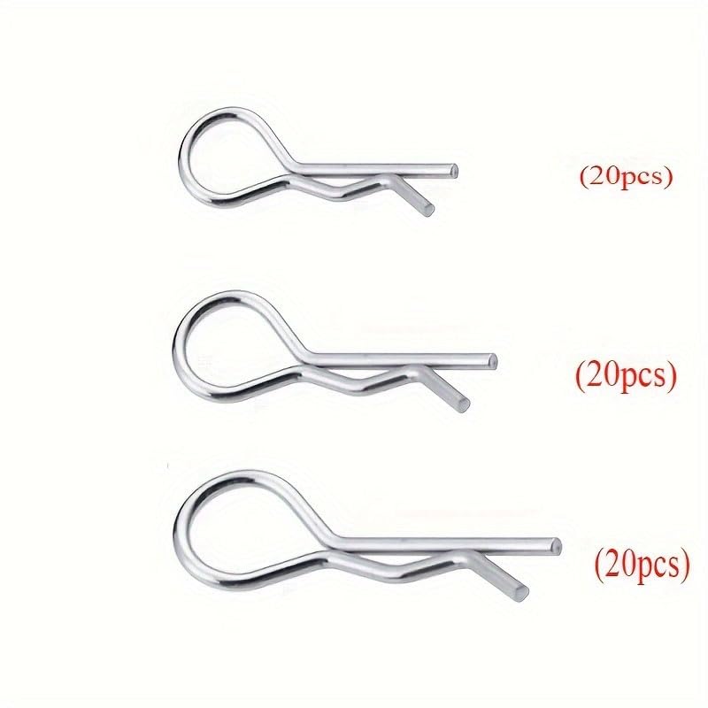 RC car Body Clips, R-Type Clips, and Battery Cover Clips. Suitable for 1/8, 1/10, and 1/18 Scale Model Cars. 60-piece RC car Body R-Type Clip Set,