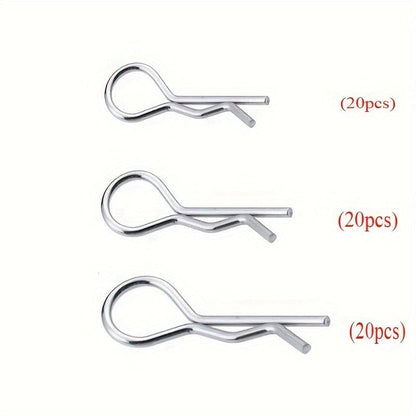 RC car Body Clips, R-Type Clips, and Battery Cover Clips. Suitable for 1/8, 1/10, and 1/18 Scale Model Cars. 60-piece RC car Body R-Type Clip Set,