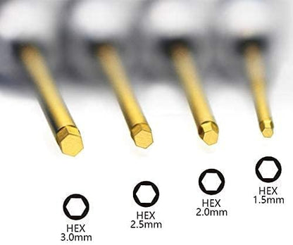 4pcs 1.5mm 2.0mm 2.5mm 3.0mm Hex Screw Driver Set Titanium Hexagon Screwdriver Wrench Tool Kit for Multi-Axis FPV Racing Drone RC Quadcopter Helicopter Car Models - style: 4pcs Screwdrivers
