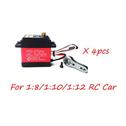 Pack of 4 DS3218 Digital RC Servo Motor 20KG High Torque Full Metal Gear Waterproof for Baja Cars Robot DIY 270° - size: 20kg x 4PCS(270°)