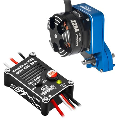 GOUPRC 2204 2400KV Brushless Outrunner Motor with Transmission & 30A Brushless Esc for SCX24 RC Crawler Axial 1/24 RC Car Truck - style: Motor+30A ESC Blue