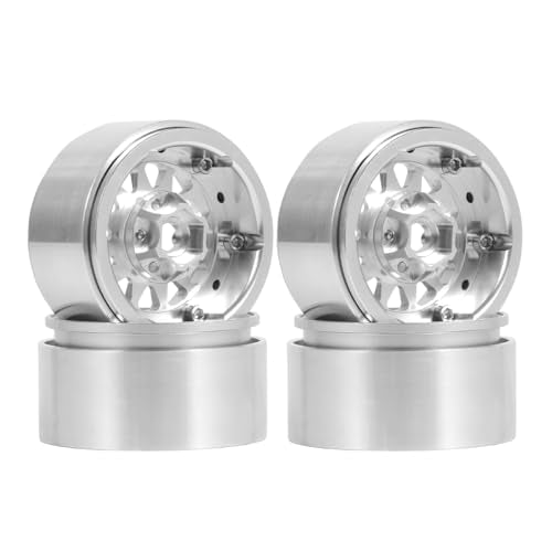 4PCS 1.9" Beadlock Wheel Rims Offset-10mm Aluminum Alloy Metal Wheel Hub for 1/10 RC Rock Crawler Car for Axial SCX10 TRX4 TRX6 D90 D110 Upgrade Accessories(12Holes-Silver) - color: 12holes-silver