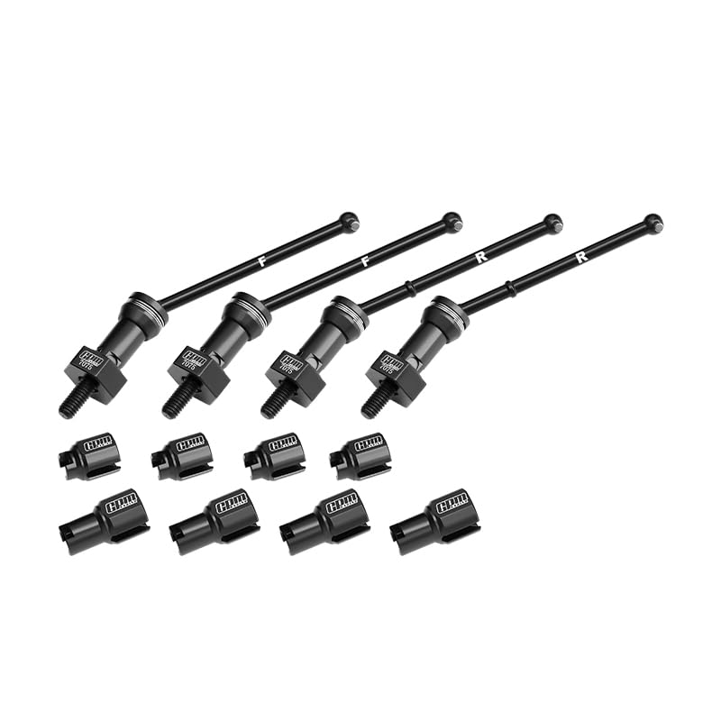 GPM 4140 Carbon Steel Front & Rear Cvd Drive Shafts with Alloy 7075 Wheel Hex (Pins Thickened 2Mm) for 1/18 4Wd Granite Grom Mega 380 Brushed 4X4 Monster Truck-Ara2102 (Black) - color: Black