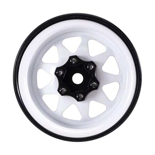 INJORA -4.05mm Offset Stamped Steel 1.3" Wheels for 1/24 1/18 RC (White) - color: White