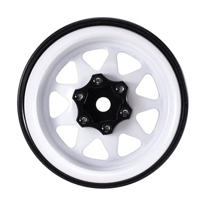 INJORA -4.05mm Offset Stamped Steel 1.3" Wheels for 1/24 1/18 RC (White) - color: White