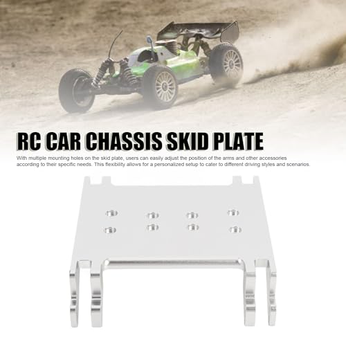 RiToEasysports Rc Car Accessories, Lightweight Aluminum Alloy Multiple Holes Chassis Skid Plate For RR10 1/10 Rc Car (Silver)