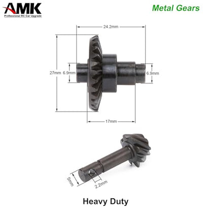 AMK 2 Sets Metal SCX10 III Bevel Gear, Ring Pinion Gear Set, -11% 8T-27T 1/10 Capra Underdrive Differential Axle Gears for RC Crawler Axial SCX10 Upgrades AR44 AR45 F9(8T-27T) - size: 8T-27T