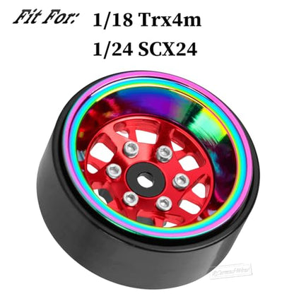 RC 1.3" Beadlock Wheels 1.3 rc Wheels for RC Crawler 1/18 TRX4M,1/24 SCX24,Alloy Aluminium 1.3 Beadlock Wheels 1.3 rc Rims,4pcs,Red - color: Red(4pcs)