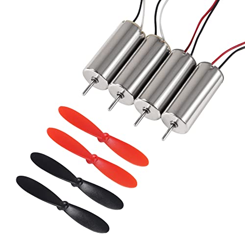 4pcs 8520 Brushed Motors 8.5x20mm Motor 3-5V 0.15A 35000RPM-50000RPM 8520 Motor Hollow Cup Drone Motor + 4pcs CW CCW Propeller Compatible with FPV RC Quadcopter