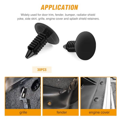 GOOACC 120PCS Car Bumper Push Retainer Clips & Nylon Fasteners Rivet Kit 6mm 7.6mm 8mm 8.8mm 10mm Door Trim Panel Clips, 5PC Fastener Remover - color: 120 Clips + 5 Tools