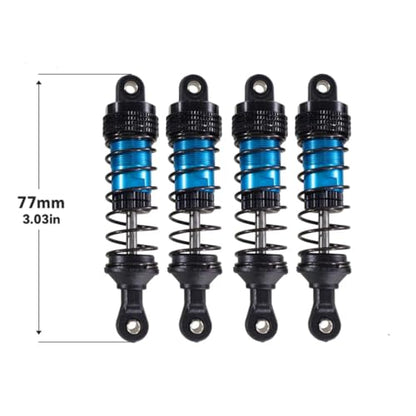 4PCs Upgraded Shock Absorbers Front ＆ Rear Hydraulic Shock Absorbers for MJX Hyper Go SCY Wltoys H16BM H14BM 14301 14302 14303 1/12 1/14 1/16 RC Car Upgrade Parts (77mm Blue) - color: 77mm Blue