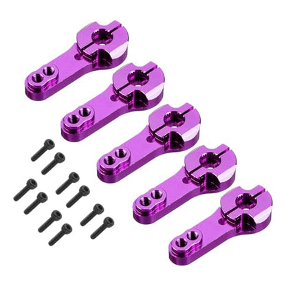 MECCANIXITY 5 Pcs Aluminum Servo Horn 25T Steering Arm 35mm Length Purple Suitable for DIY RC Car/Boat/Airplanes Boat Model Accessories with 2 Pcs Screws - color: Purple
