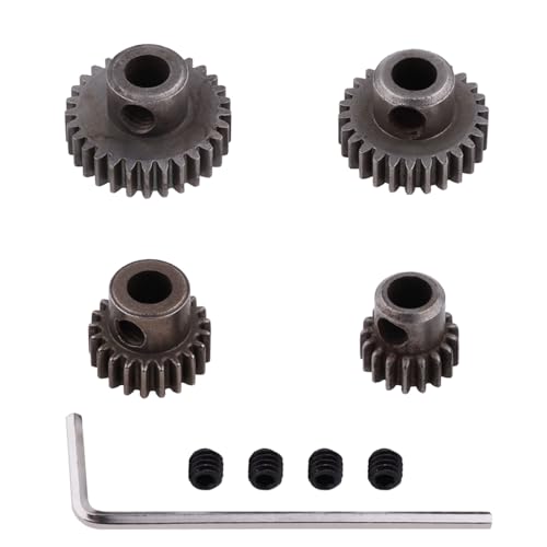 Hobbypark Steel Metal Mod 0.6 Module Pinion Gear Set Motor Gears 5mm Shaft Hole 17T 21T 26T 29T for RC Cars Trucks Crawlers Buggies (4-Pack)