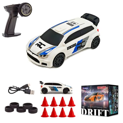 1/43 4WD Mini RC Drift Car, 15 KM/H High Speed Sports Vehicle, 2.4G Full-Proportional Mini Electric RC Racing Car Model with LED Lights, Toy Gift - color: Rally Car Style 1, size: Standard Version