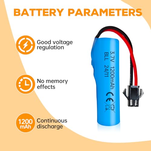 2PCS 3.7V 1200mAh Li-ion Battery SM-2P Plug with USB Charging Cable for Double Sided RC Stunt Car Truck RC Car DE68 DE44 DE45 DE58 DE49 DE57 DE70 Battery