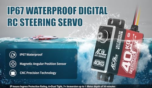 AGFRC 40KG IP67 Waterproof Position Feedback Servo (IA73BHLW) | 8.4V HV, 4-Wire Position Feedback, Programmable, Brushless Motor, Steel Gears, For Robotics & Industrial Use