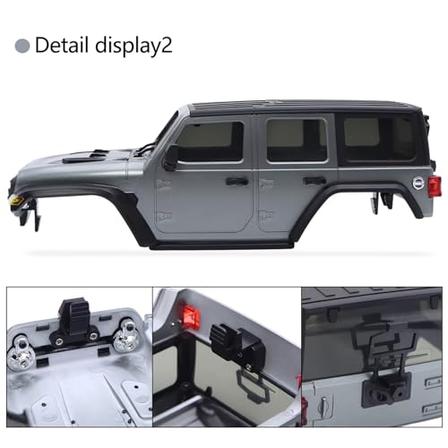 RC Car Upgrade Parts Compatible with TRX4M for Bronco for Defender for Wrangler 1/18 RC Crawler for Chassis ABS Hardtop Body Kit with Front Rear Bumpers(Gray) - size: Gray