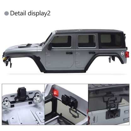 RC Car Upgrade Parts Compatible with TRX4M for Bronco for Defender for Wrangler 1/18 RC Crawler for Chassis ABS Hardtop Body Kit with Front Rear Bumpers(Gray) - size: Gray