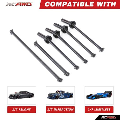 RCAWD Driveshaft Set Front and Rear CVD Drive Shafts Center Driveshafts Dogbones for Arrma Felony Infraction 6S Limitless V1 Upgrade Parts