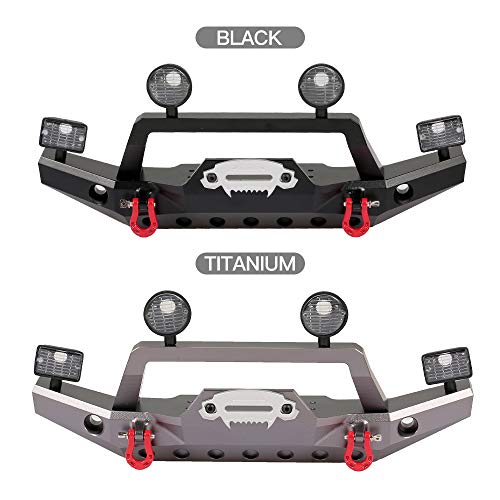 GoolRC TRX-4 Metal Front Bumper with 2 Led Lights for 1/10 RC Crawler Traxxas TRX4 Sport 82024 (Titanium)