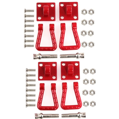 2 Sets Metal Climbing RC Trailer Tow Hook Decorations Accessories for 1/10 Crawler Car Axial SCX10 D90 D110 TRX4 TRX6 Redcat Upgrades Parts(Red) - size: CC01abR