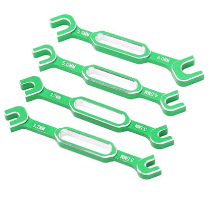 High Efficiency RC Car Maintenance Spanner Kit Lightweight Turnbuckle Wrench 4PCS 3.0-6.0mm for Drift Cars (Green) - color: Green