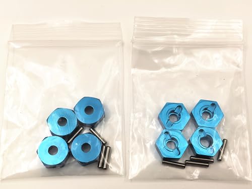 8pcs/Set Aluminum 12mm Wheel Hex Hubs Drive Adapter 5mm Thickness with 2x10mm pins for Redcat Axial HSP WLtoys Himoto Truck Model Car Upgrade Parts(Blue) - color: Blue