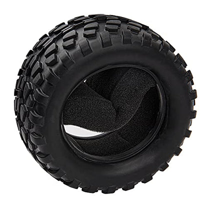 12mm Hub 5.07''OD Rubber Tires & Wheel Rim w/Foam Compatible with 1/10 Scale Traxxas Rustler Stampede HPI HSP Volcano Tamiya Blackfoot 1/10 Off-Road Crawler Monster Buggy Truck