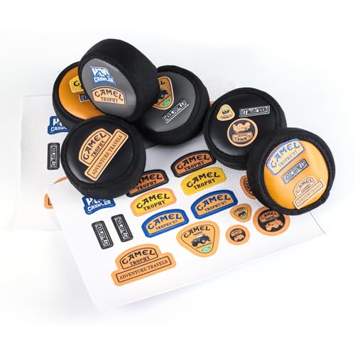 RC Mini Scale Spare Tires Cover 1/18 1/24 RC Simulation DIY Leather Spare Tires Cover Compatible with 1.0"-1.3" Wheels for SCX24 FCX24 TRX4M UTB18 RedCat (Yellow with Sticker 1Set)