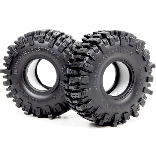 HOBBYSOUL 2pcs 1.0 Tires 64 * 25mm Soft Sticky Mud Slingers Tyres For RC Crawler 1/24 AX24 SCX24 FCX24 1/18 TRX4M Upgrades