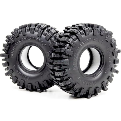 HOBBYSOUL 2pcs 1.0 Tires 64 * 25mm Soft Sticky Mud Slingers Tyres For RC Crawler 1/24 AX24 SCX24 FCX24 1/18 TRX4M Upgrades