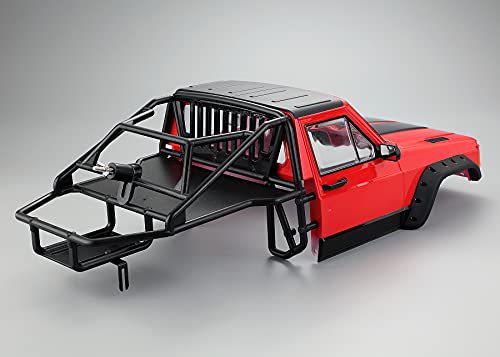 RC Crawler Body Cab & Back-Half Cage Body Shell for 1/10 RC Crawler TRX4 SCX10 90046 AT4 GEN 8 Scout II (Red) - color: Red